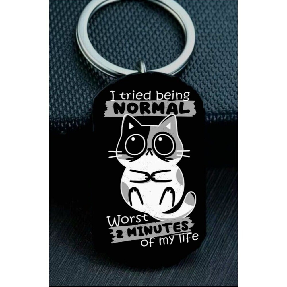 Try To 3b Weird Kitty Cat Pet Animal Stainless Keychain Paw Cute Love Life